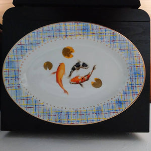 Hand Painted Japanese Ceramic Plate Japanese Koi Fish
