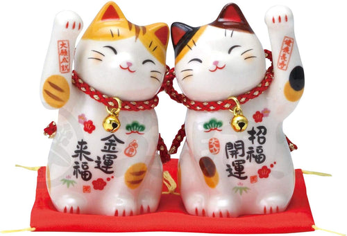 From Japan Beckoning Waving Lucky Cat for Good & Money Luck Maneki Neko 7617