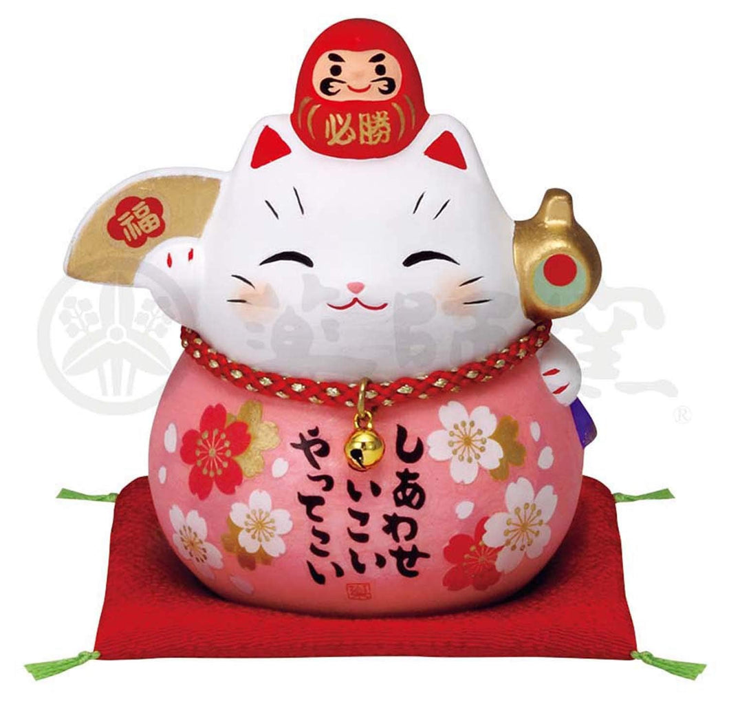 From Japan Beckoning Lucky Cat for Good Luck Maneki Neko with Daruma 7688