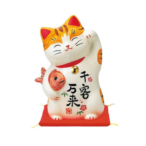 From Japan Beckoning Waving Lucky Cat for Good Business Maneki Neko 7742