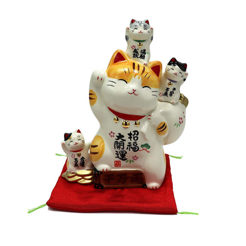 From Japan Beckoning Waving Lucky Cat Maneki Neko Piggy Bank 7448