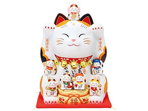From Japan Large Waving Beckoning Lucy Cat for Good Luck Maneki Neko 7576