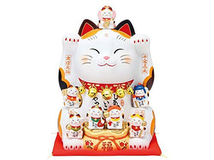 From Japan Large Waving Beckoning Lucy Cat for Good Luck Maneki Neko 7576