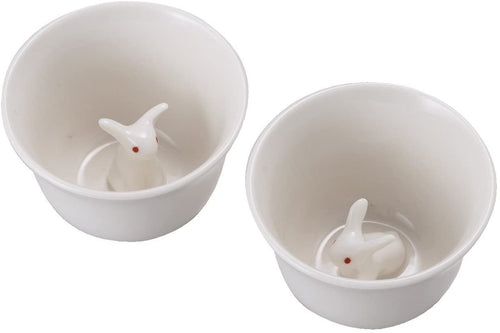 From Japan Sakazuki Sake Cup Rabbits Set of Pairs Minori Pottery