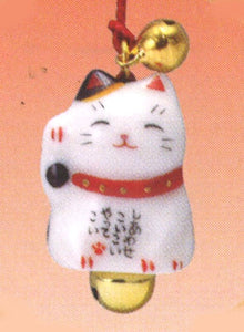 From Japan Lucky Cat Netsuke Strap Amulet for Good Luck Maneki Neko 7147