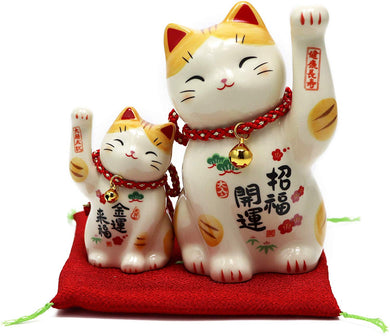 From Japan Beckoning Waving Lucky Cat for Good Luck Maneki Neko 7616