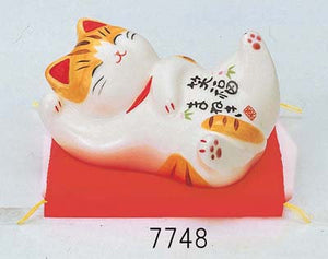 From Japan Beckoning Waving Lucky Cat for Good Business Maneki Neko 7748