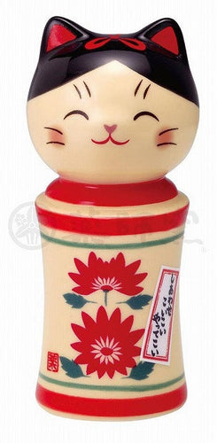 From Japan Lucky Cat Kokeshi Doll for Good Luck Maneki Neko 7804
