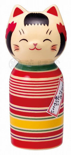 From Japan Lucky Cat Kokeshi Doll for Good Luck Maneki Neko 7801