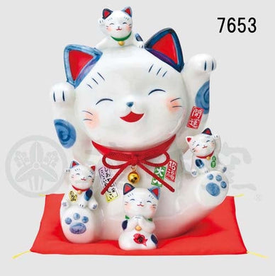 From Japan Large Waving Beckoning Lucy Cat for Good Luck Maneki Neko 7653