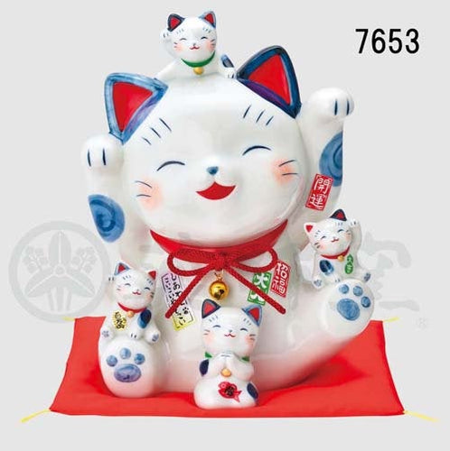 From Japan Large Waving Beckoning Lucy Cat for Good Luck Maneki Neko 7653