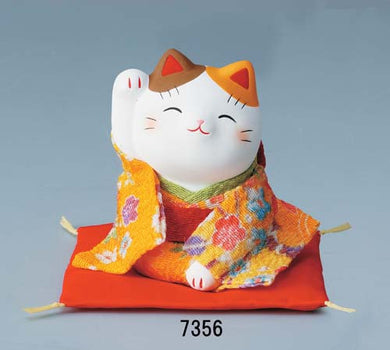 From Japan Beckoning Waving Lucky Cat for Happiness Maneki Neko 7356