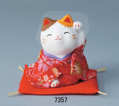 From Japan Beckoning Waving Lucky Cat for Happiness Maneki Neko 7357