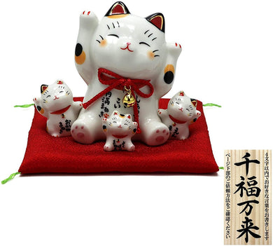 From Japan Beckoning Waving Lucky Cat for Happiness Maneki Neko