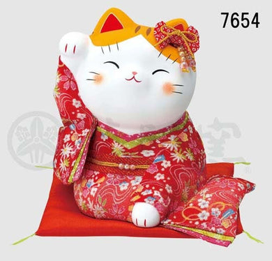 From Japan Beckoning Waving Lucky Cat for Good Luck Maneki Neko 7654