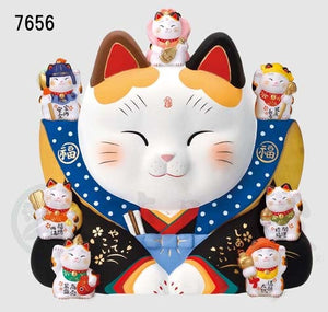 From Japan Large Waving Beckoning Lucy Cat for Good Luck Maneki Neko 7656