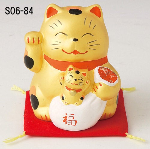 From Japan Beckoning Waving Lucky Cat for Money Luck Maneki Neko S06-84