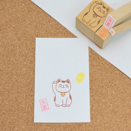 From Japan Beckoning Waving Lucky Cat Maneki Neko Rubber Stamp