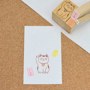 From Japan Beckoning Waving Lucky Cat Maneki Neko Rubber Stamp