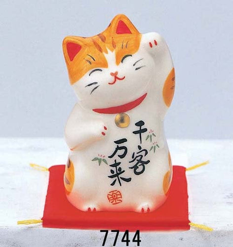 From Japan Beckoning Waving Lucky Cat for Good Business Maneki Neko 7744