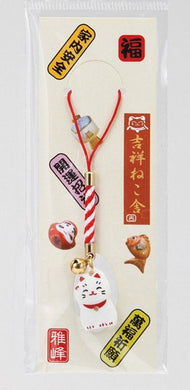From Japan Lucky Cat Netsuke Strap Amulet for Good Luck Maneki Neko K551