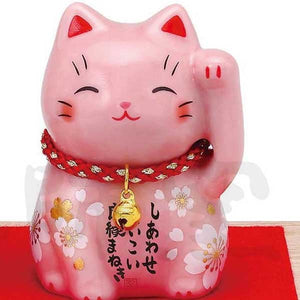 From Japan Beckoning Waving Lucky Cat for Good Luck Maneki Neko 7819