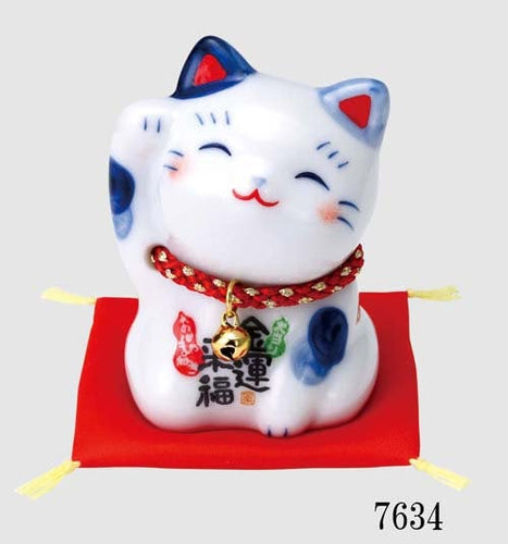 From Japan Beckoning Waving Lucky Cat for Good Business Maneki Neko 7634