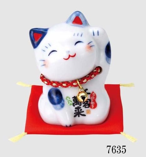 From Japan Beckoning Waving Lucky Cat for Good Business Maneki Neko 7635