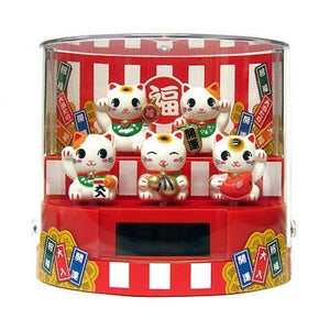 From Japan Beckoning Waving Lucky Cat Maneki Neko Moving Arm by Solar Battery