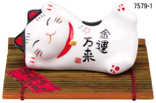 From Japan Beckoning Waving Lucky Cat Maneki Neko for Chopstick Rest 7579-1