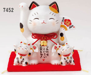 From Japan Beckoning Waving Lucky Cat for Happiness Maneki Neko 7452