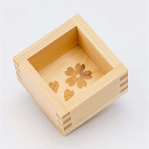From Japan Hinoki Wooden Sake Cup Masu Sakura
